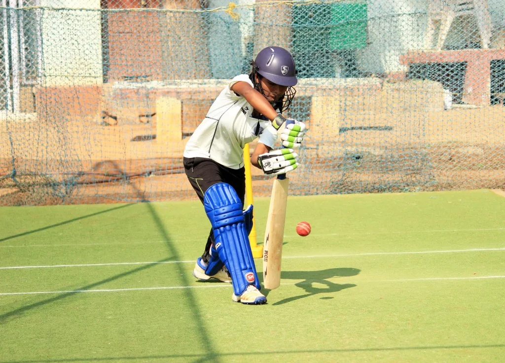 An ASA cricket player practising batting